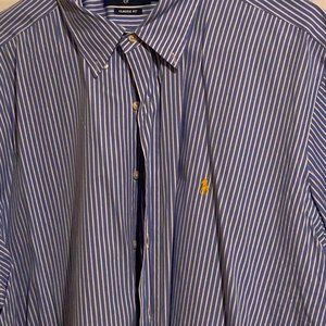 Blue Striped Ralph Lauren Polo w/ Yellow Pony